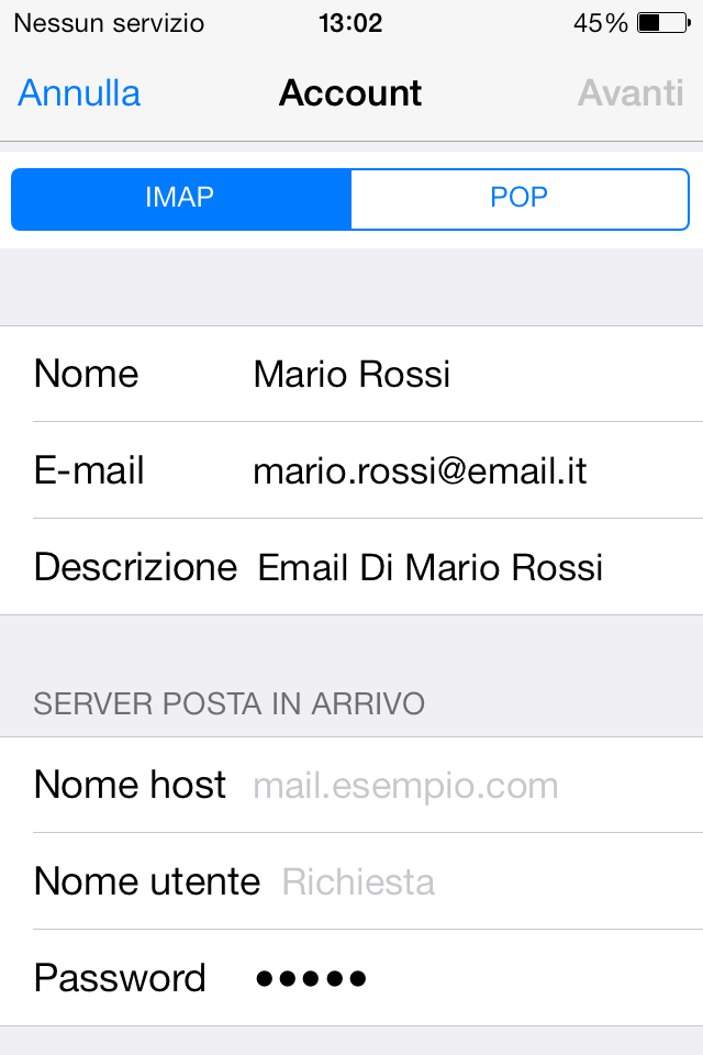 Configurare la posta elettronica su dispositivi mobili iPhone e iPad