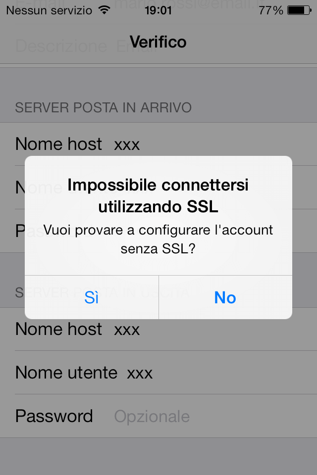 Configurare la posta elettronica su dispositivi mobili iPhone e iPad