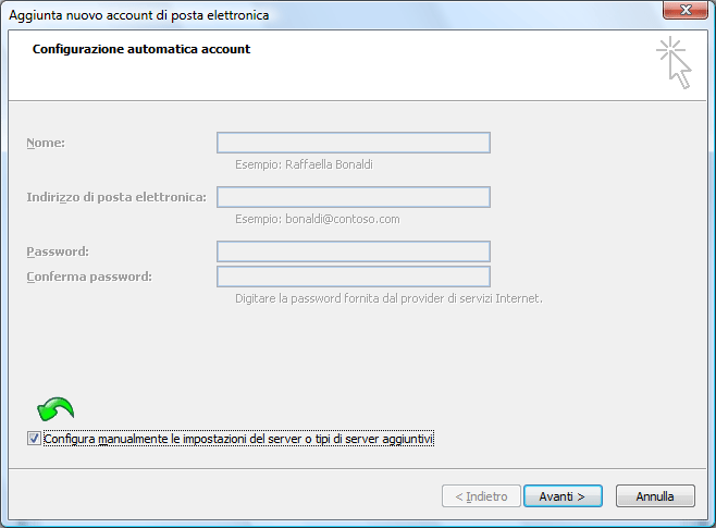 Configurare la posta elettronica con Microsoft Office Outlook 2007