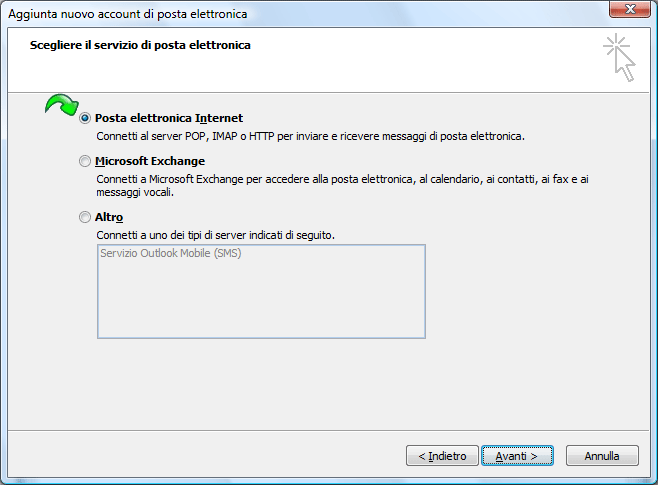 Configurare la posta elettronica con Microsoft Office Outlook 2007