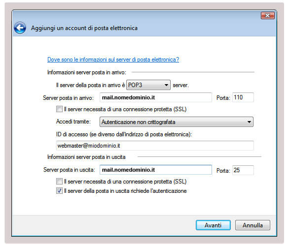 Configurare la posta elettronica con il protocollo pop3 con Windows Live Mail