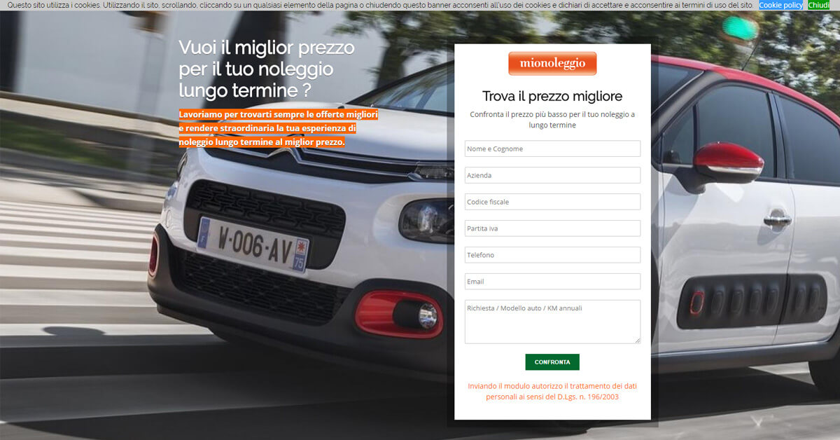 Sito web completo di gestionale noleggio auto