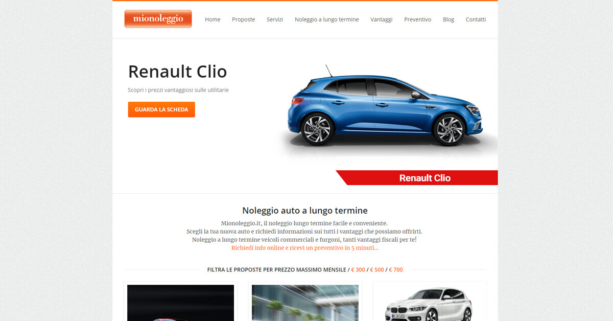 Sito web di noleggio auto a lungo termine