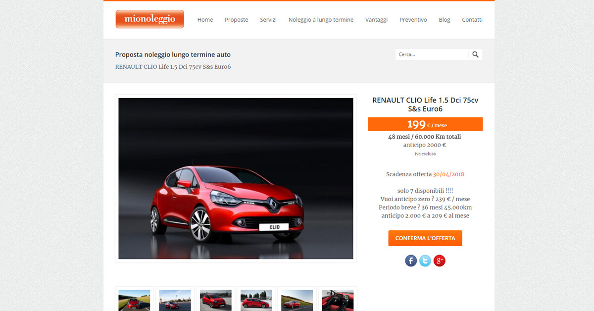 Dettaglio offerta auto su noleggio auto a lungo termine