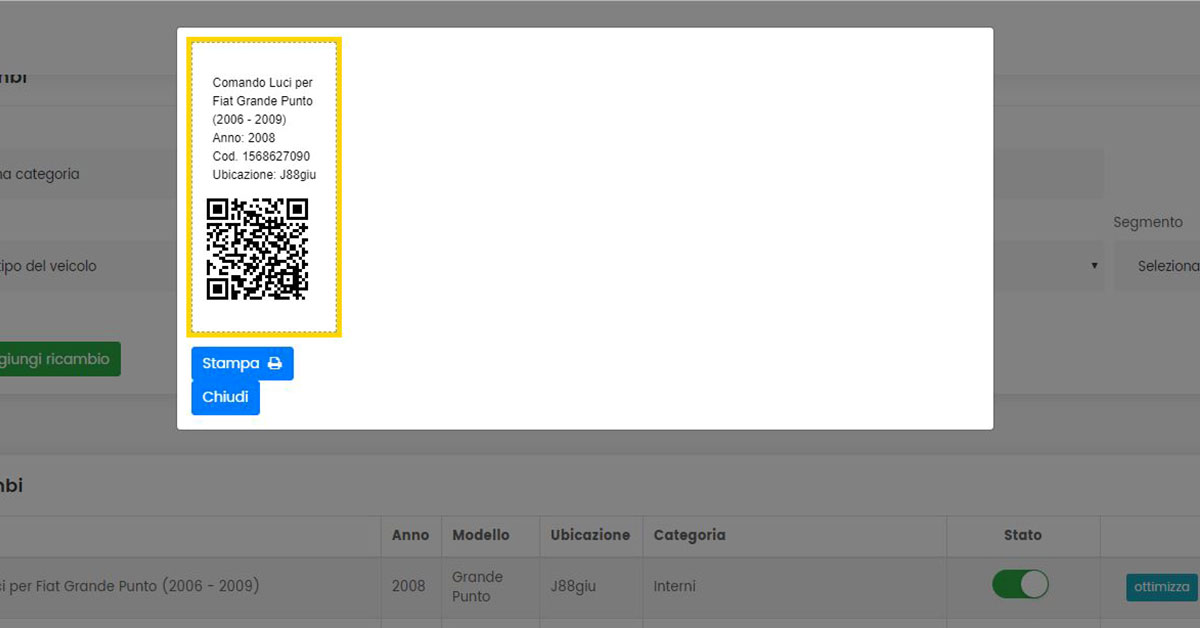Piattaforma ecommerce per ricambi auto usati