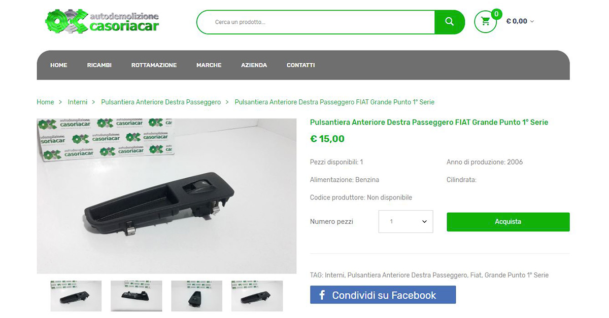 Piattaforma ecommerce per ricambi auto usati