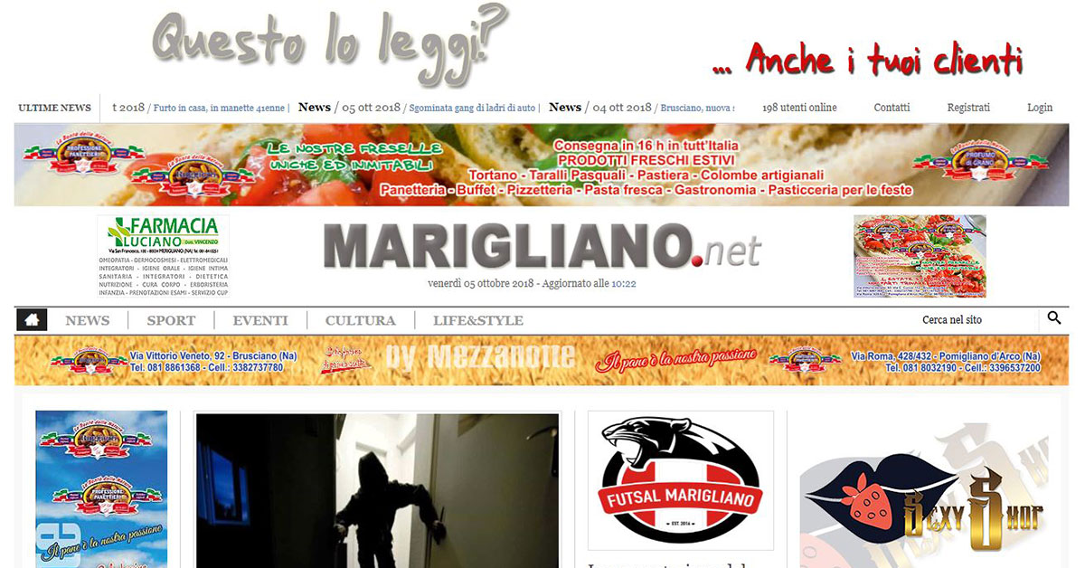 Portale di giornale online con cms di gestione notizie