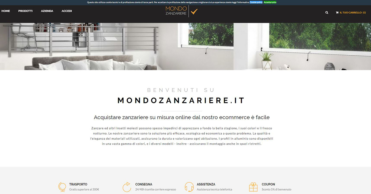 Ecommerce per zanzariere personalizzate