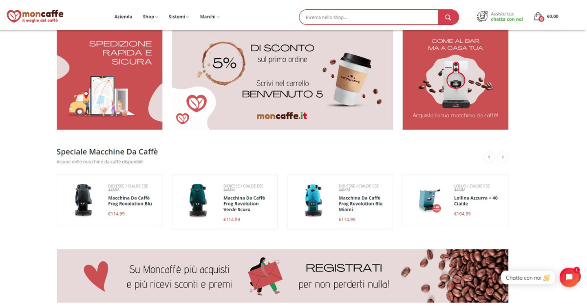 Sito web ecommerce settore food, caff e affini