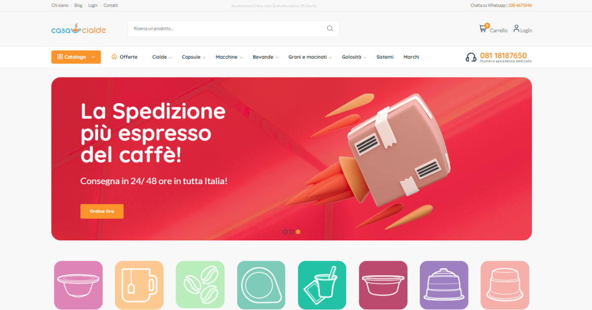 Sito di ecommerce di caff in cialde, capsule e bevande