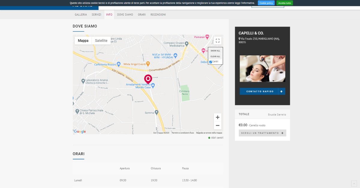 Google Maps del parrucchiere e del centro estetico