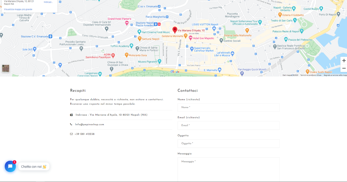 Sito web ecommerce profumeria e cosmetica contatti