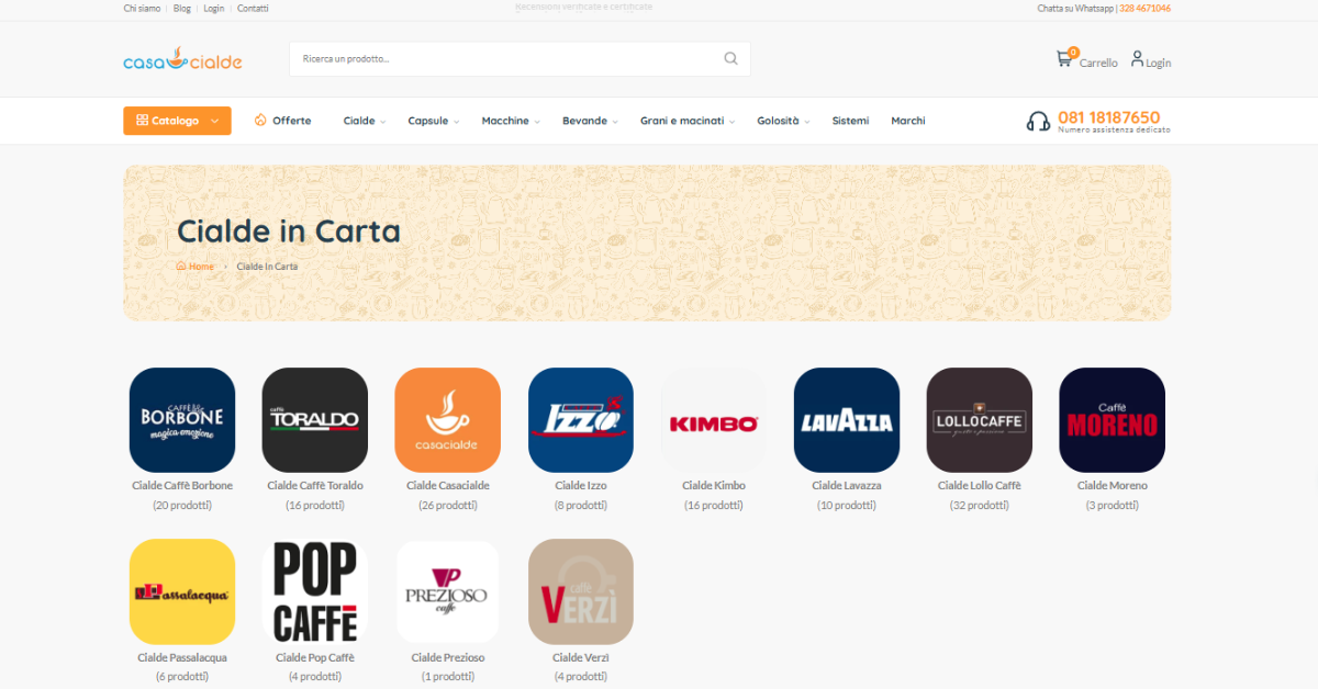 Lista dei marchi di cialde di caff ESE44 disponibili