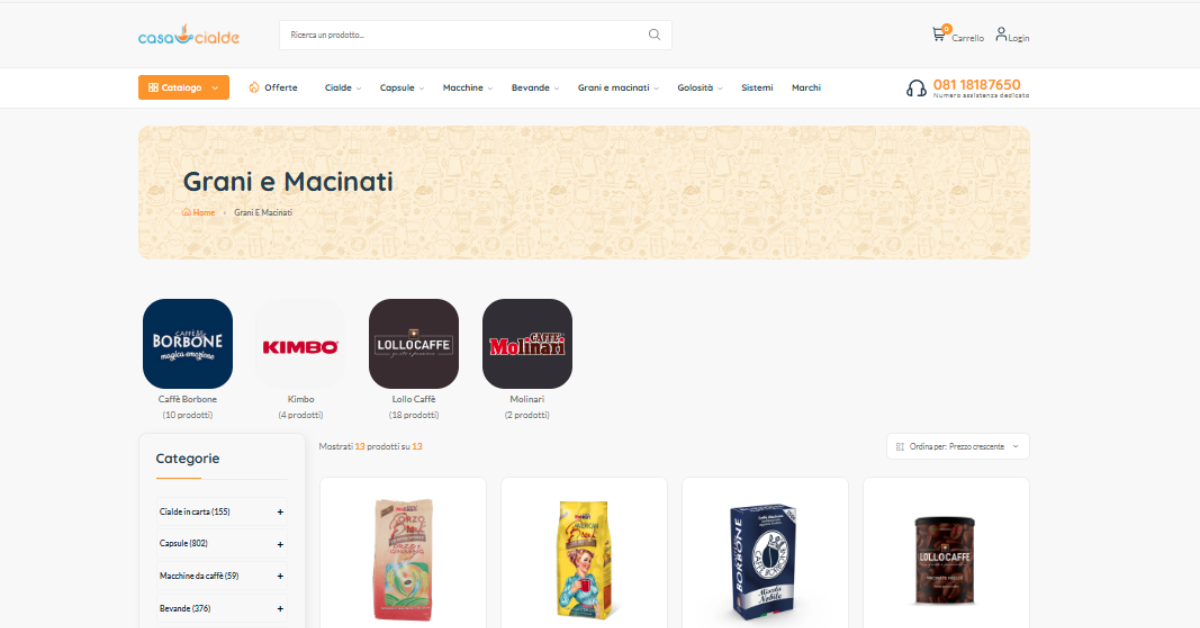 Lista dei prodotti di caff in grani e macinati di qualit dei mogliori brand