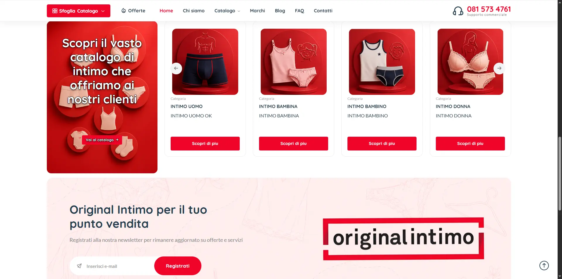 Home page catalogo sito B2B
