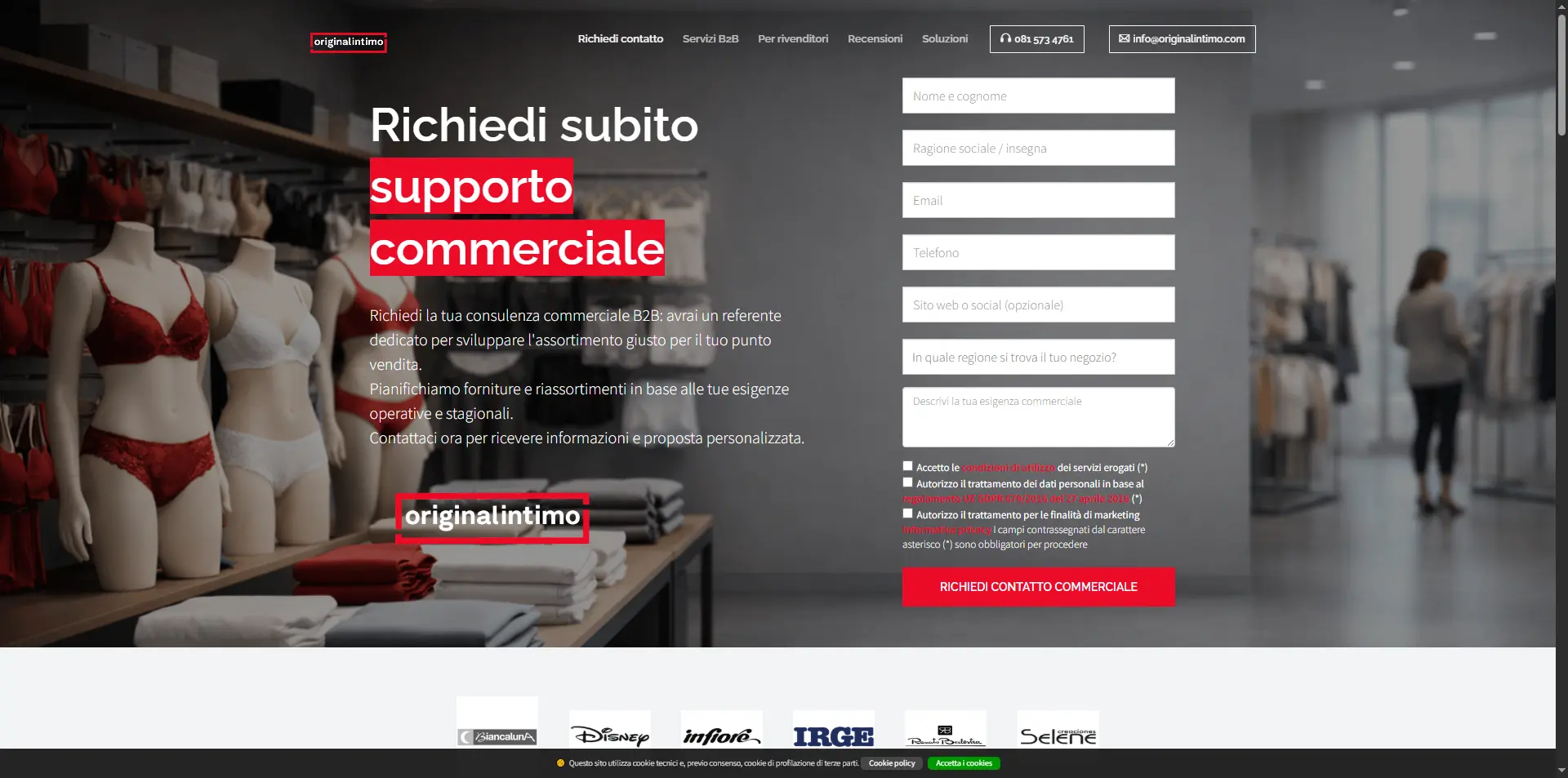 Landing page form