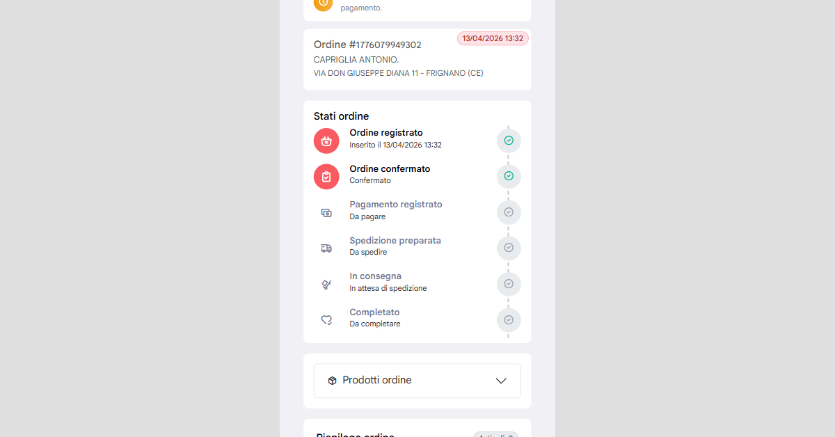 WEBAPP Gestione ordine lista